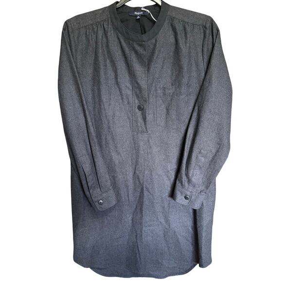 Madewell NWOT Flannel Latitude Shirt Dress Shift Wool Charcoal Grey Size Medium - Picture 3 of 11